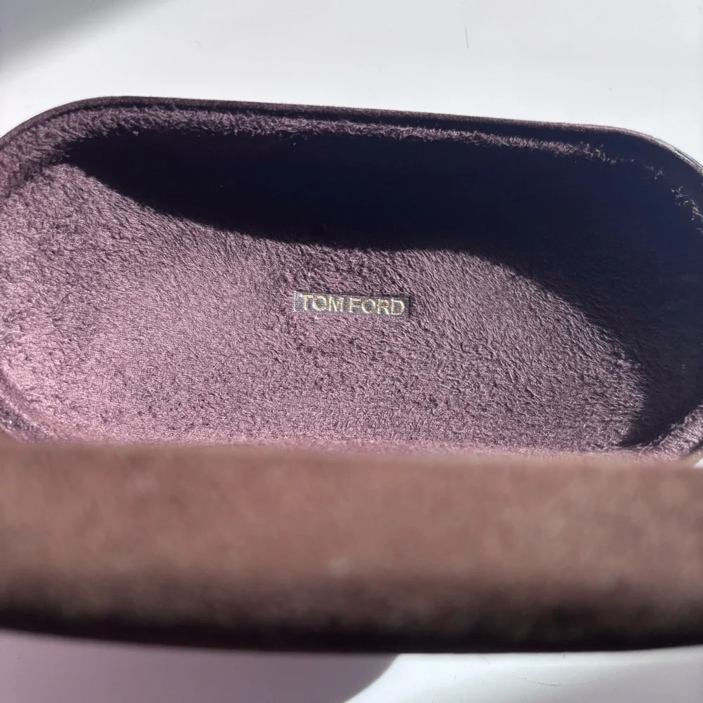 Tom Ford Velvet Sunglasses Case in Dark Brown with Gold Logo